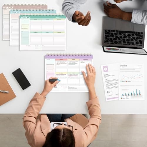 SUNEE Weekly To Do List Notepad - Last for 2 Years, 52 Undated Sheets, 8.5"×11", Spiral Weekly Desk Planner Pad for Adults and Kids, School, Home & Office - Purple 8