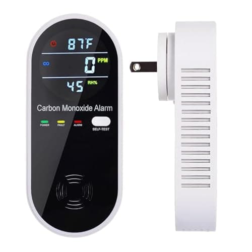 3-in-1 Carbon Monoxide Detector, Carbon Monoxide Detector Plug in Wall with Temperature & Humidity Display, CO Alarm Monitor with Color LCD Display, Accurate & Easy to Install