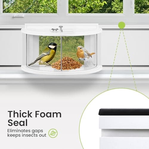 YORKING Window Bird Feeder, 180° Clear Bird Feeders for Window Viewing Inside, Squirrel Proof Wild Bird Feeders with Secure Lock, Extra Green Screen for Birds Stay Longer, Best Gift to Close Nature 6