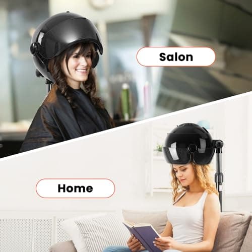Wuissvnb Hooded Hair Dryer, Stand Hair Dryer, Professional Hooded Dryer on Wheels with Digital Display, Touch Controls and 3 Temperature Settings for Salon and Home Use - Black 7