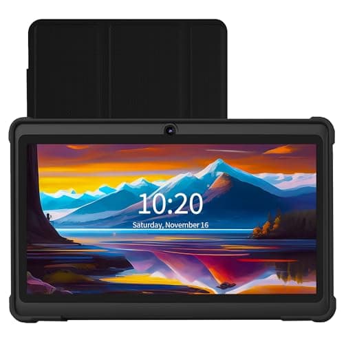 VOLENTEX 7 Inch Tablet, Quad Core Android 13 OS, 32GB ROM, WiFi, Bluetooth, Dual Camera, USB C Tablet PC, 7" Touch Screen IPS HD Display Android PAD(Black)