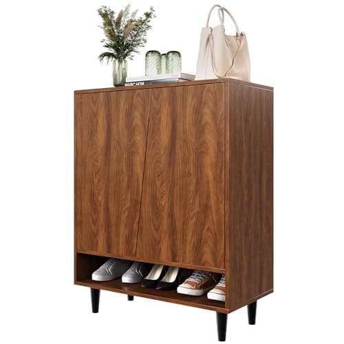 ODIKA Metro 5 Tier Wooden Storage Cabinet - Shoe Storage Cabinet Shoe Organizer for Entryway Shoe Rack with Doors