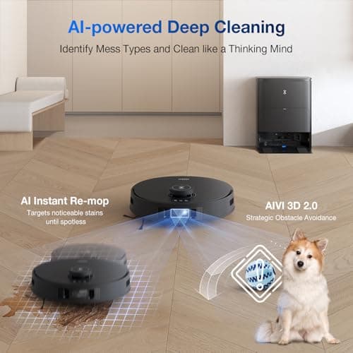 ECOVACS DEEBOT T30S AI Robot Vacuum and Mop, 11000Pa, TruEdge Adaptive Edge Mopping, ZeroTangle Technology, AI Obstacle Avoidance and Instant Re-Mop, Hot Water Washing, Self-Emptying & Refilling 6