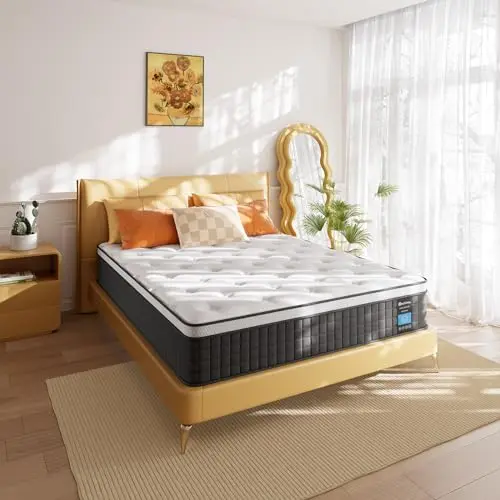 Queen Mattress,12 Inch Queen Size Mattresses, Hybrid Mattress in a Box with Memory Foam and Independent Spring, Soft and Comfortable, Pressure Relief, Cool and Breathable, CertiPUR-US, Medium Firm 9