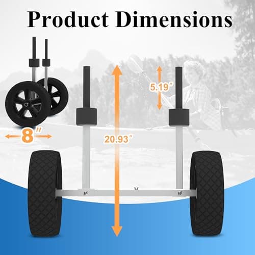 GanFindX Heavy Duty Kayak Cart | Adjustable Foldable Trolley with Durable Wheels, Portable Kayak Transport Cart, Tie-Down Straps Included (Detachable 8 inches) 6