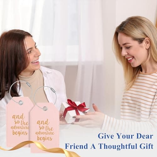 Luggage Tag & Personalized Luggage Tags for Suitcases Leather Bag Tags for Backpacks Handbag School Instrument with Name ID Label Travel Essentials, Unique Fun Pink Baggage Tags 2 Pack 7