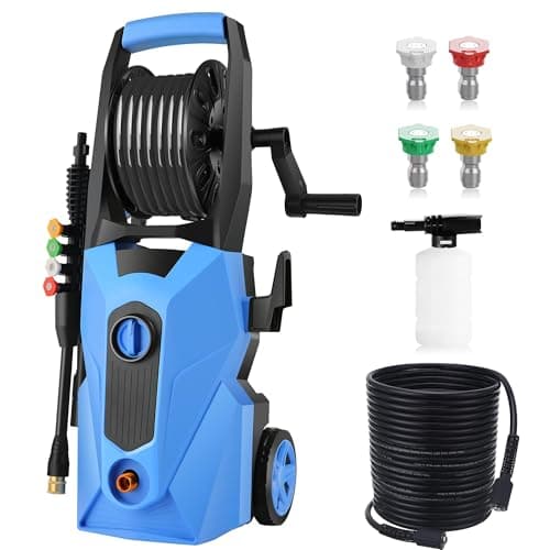 Commowner Electric Pressure Washer 4800 PSI 2.8 GPM Power Washers Electric Powered with 33ft Pressure Hose, 4 Nozzle and Foam Cannon, powerwashers for Home, Cars, Fences, Patio, Upgraded Blue