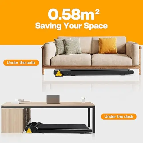 Under Desk Treadmill, Walking Pad for Home/Office, Portable Walking Treadmill 2.5HP, Walking Jogging Machine with 265 lbs Weight Capacity Remote Control LED Display (Black) 5