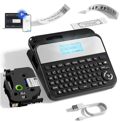 Vixic 18mm Label Maker, Label Maker Machine with-Tape 3/4 Inch, D480BT Bluetooth Wide Label Makers Large Print with Backlit Screen Rechargeable, Labeler Waterproof-Labels for Home Office School Gifts