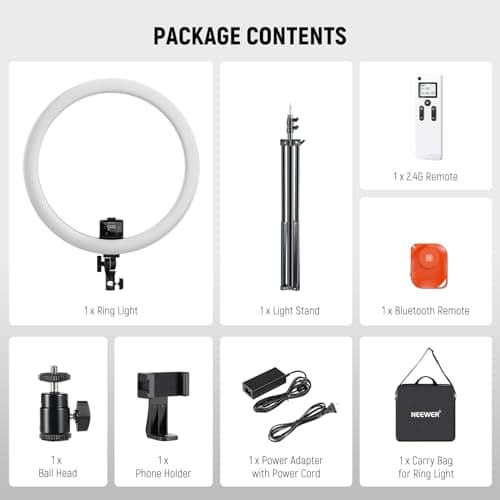 NEEWER Advanced 18" LED Ring Light with Tripod Stand Phone Holder for iPhone Samsung Android Phones for Makeup YouTube Video Blogger Salon (Black) 8