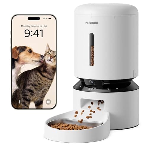 PETLIBRO Automatic Cat Feeder with Camera, 1080P HD Video with Night Vision, 5G WiFi Pet Feeder with 2-Way Audio, Low Food & Blockage Sensor, Motion & Sound Alerts for Cat & Dog Single Tray