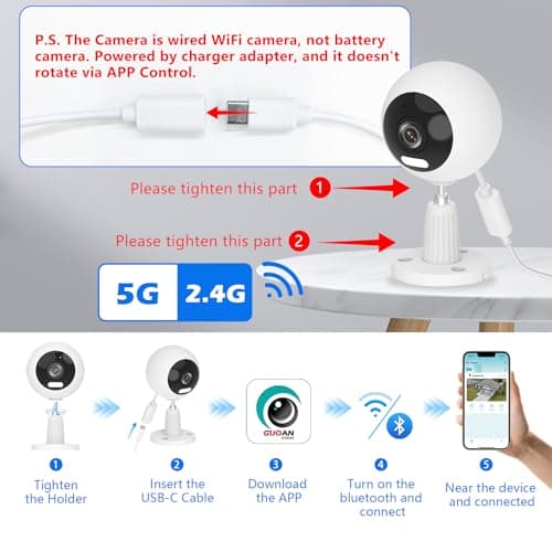 5G Cameras for Home Security Indoor/Outdoor Camera for Dog/Cat/Pet/Nanny/Baby, Baby Monitors with Phone App, IP66 Waterproof, Color Night Vision, White Light, Bell Siren, 24/7 SD Recordings- 2 Pack 6