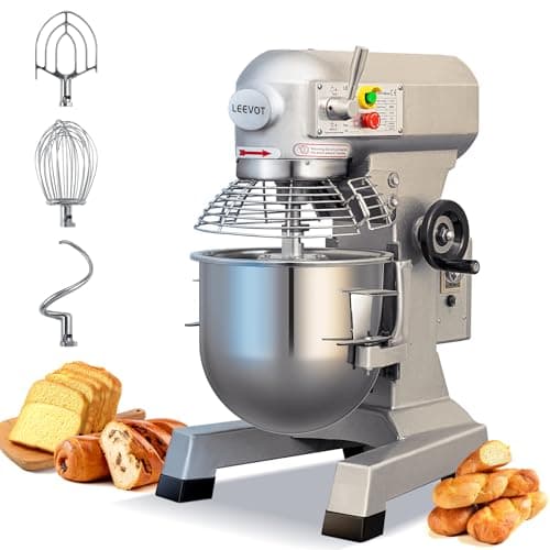 EKway 15Qt Commercial Food Mixer with Timing Function, 600W Commercial mixer 3-Speed Adjustable Heavy Duty, Electric Stand Food Mixer with Stainless Steel Bowl for Bakery Pizzeria. (Standard)