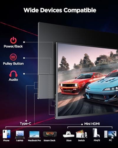 UPERFECT 2K 120Hz Portable Gaming Monitor, 16" 2560x1600 QHD 16:10 400 Nits Portable Monitor for Laptop w/VESA & Cover HDR Eye Care External Second Screen for PC Phone Game Console 6