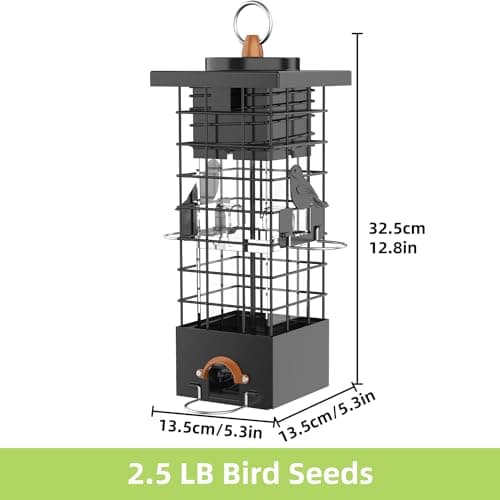 Metal Squirrel Proof Bird Feeder for Outdoors Hanging Gravity Protection Squirrel Proof Wild Bird Feeders for Outside, 2.5 lb Capacity 6