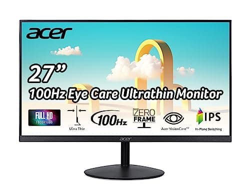 acer SB272 27 Inch FHD (1920x1080P) IPS ZeroFrame Home & Office Monitor | AMD FreeSync Technology | Ultra-Thin Design | 100Hz Response | Tilt