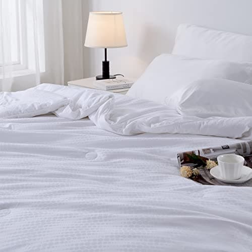Luxury Silk Comforter/Duvet/Quilt King Size (104"x90", 7.9lbs/3.6kg), Filled with Long Strand Mulberry Silk-Warm and Lightweight for All Seasons, with 100% Long Staple Cotton Cover 400TC-White 7