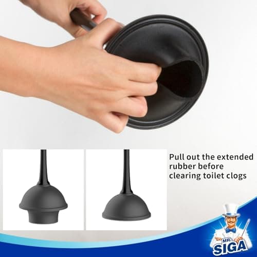 MR.SIGA Toilet Plunger and Bowl Brush Combo for Bathroom Cleaning, Black, 1 Set 5