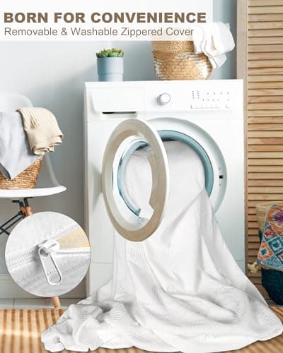 Zenzy 3" Twin Extra Long Firm Memory Foam Mattress Topper, [Removable] [Washable] Cover and [Adjustable] Straps, CertiPUR-US Certified Firm Mattress Topper Twin XL for College Dorm- White 6