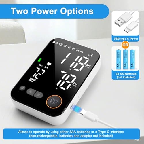 Blood Pressure Monitor Upper Arm - Bluetooth iOS & Android Compatible One-Button Operation Voice Broadcast Large LED Display Backlit 2x120 Memory Adjustable Cuff 8.7"-16.5" with Storage Bag Black 7