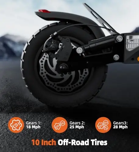 Escoone Electric Scooter for Adults, 1000W Powerful Motor with 28 MPH Top Speed & 28 Miles Long Range, 10" Pneumatic Off-Road Tires, Dual Suspension, Foldable E Scooter for Commuting 4