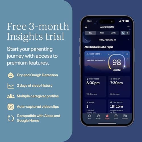 Nanit Nursery Bundle Smart Baby Monitor with Floor Stand – 1080p HD Wi-Fi Camera, Sensor-Free Breathing Monitoring, Sleep Tracking, Two-Way Audio, Night Vision, Motion & Cry Notifications, White 4