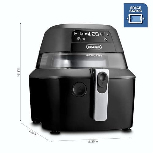 De'Longhi Rapid Crisp Air Fryer, 5-Quart, 1700-Watt XL Cooker, Fries, Crisps, Roasts, Bakes, 5 Preset Functions, Pizza Setting, Up to 20% Faster Cooking, Easy Clean Nonstick, 360° Viewing, Black 6