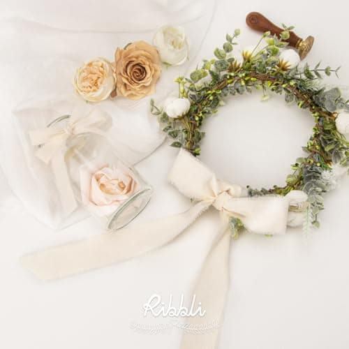 Ribbli 3 Rolls Ivory Ribbon 5/8 Inch x 18Yards Cream White Handmade Cotton Frayed Fringe Ribbons for Wrapping Wedding Invites Bridal Bouquets Baby Shower DIY Crafts Home Decor 5