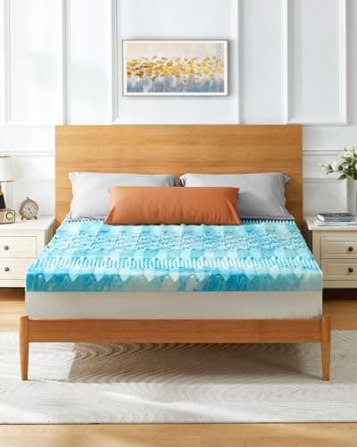 PERLECARE 4 Inch 7-Zone Full Memory Foam Mattress Topper, Cooling Gel Mattress Topper with Airflow Channels, CertiPUR-US Certified Egg Crate Bed Topper for Body Pressure Relief, Full 7