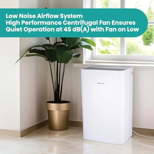 Hisense Energy Star 50-Pint Portable Dehumidifier with Auto-Shutoff and Timer, Home Dehumidifier and Moisture Absorber For Basement, Garage, Living Room in White 6