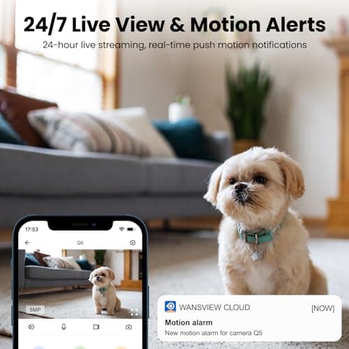 wansview Security Camera, IP Camera, WiFi Home Indoor Camera for Baby/Pet/Nanny, 2 Way Audio Night Vision, Compatible with Alexa, with TF Card Slot and Cloud, Q5 (White, 5MP) 7