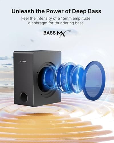 ULTIMEA 4.1ch Sound Bar for Smart TV with Dolby Atmos, 2-in-1 Bluetooth 5.3 Soundbar with Subwoofer, 280W Peak Power, 3 EQ Modes TV Soundbar, Bass Adjustable, HDMI eARC, Apollo S60, 2025 Upgraded 5