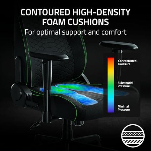 Razer Iskur V2 X Ergonomic Gaming Chair: Built-in Lumbar Support - Widened Seat Base - High Density Foam Cushions - Adjustable 152 Degree Recline - 2D Armrests - Plush Fabric Finish - Black 5