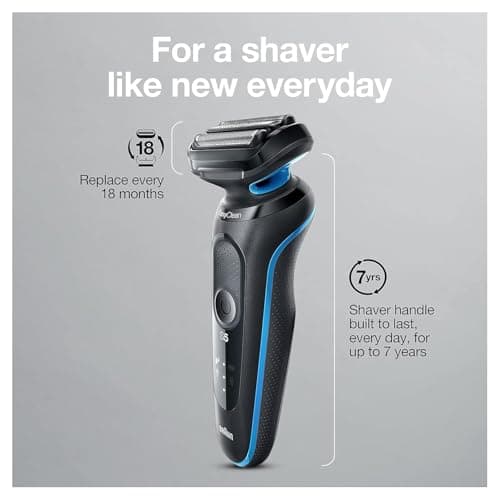Braun Series 5 5049cs Electric Shaver with Charging Stand, Beard Trimmer, Face Shaver, Wet & Dry, Rechargeable, Cordless Foil Shaver, Blue 8