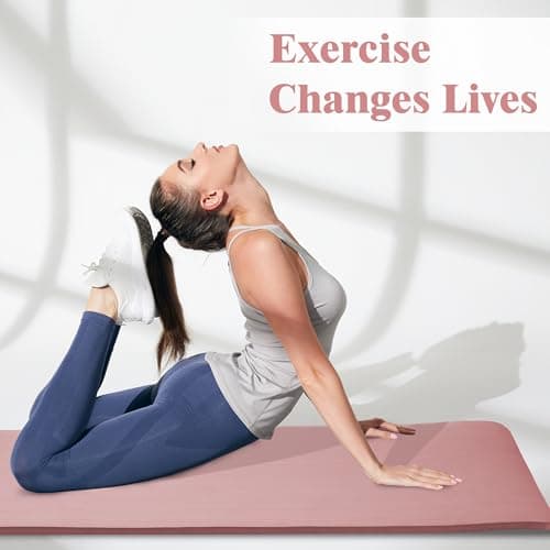 Yoga Mat 1-Inch Extra Thick High-Density Exercise Mat with Non-Slip Surface & Carry Strap for Men & Women Tear-Resistant Pilates Workout Mat for Home Gym, Floor Fitness, Pale Pinkish 6