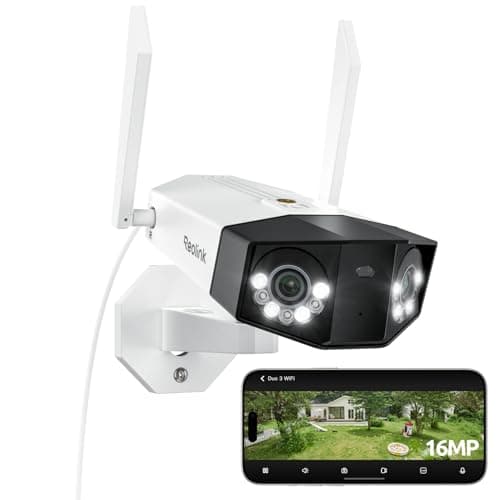 REOLINK 16MP WiFi Security Camera Outdoor, 180° Ultra-Wide Angle, Duo 3 WiFi, 2.4/5GHz Wi-Fi 6, Smart Detection, Color Night Vision, Two-Way Talk, IP67, Up to 512GB Storage, Plug-in Power (12V/2A)