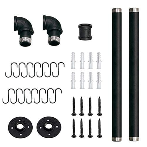 Toplife 31.5 inch Pot Rack, Kitchen Wall Mounted Detachable Pan Lid Utensils Organizer Hanging Rail with 14 Hooks, Black 6