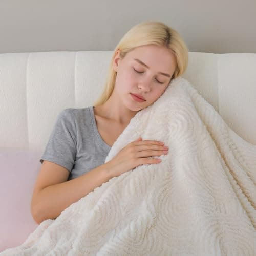 TiMiCalda Heated Blanket Queen Size - 84"x90" Cozy Soft Jacquard Heating Blanket with 4 Heat Levels & 10 Hours Auto-Off, Jacquard Fleece, Overheating Protection, Warm Gifts, Cream 7