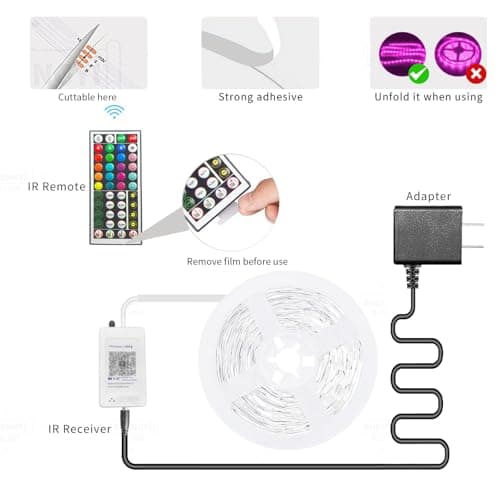 KSIPZE 100ft Led Strip Lights RGB Music Sync Color Changing Led Lights with Smart App Control Remote Led Lights for Bedroom Room Lighting Flexible Home Décor 6