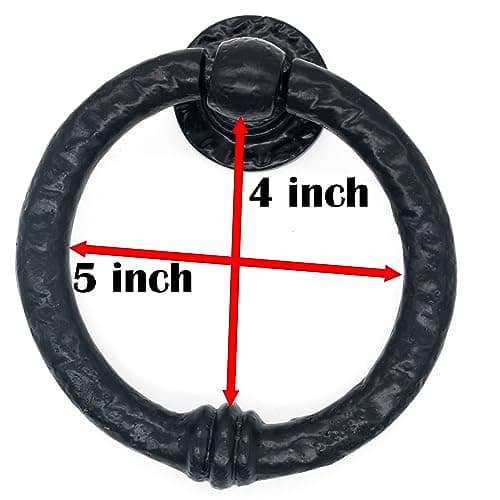 Mythrojan Medieval Door Knocker, Cast Iron Ring Knocker, Vintage Home Knocker for Home Improvement- 5” x 4” Black 5