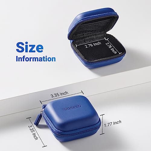 UGREEN Earbud Case, Waterproof Earphone Case Pouch Compatible with AirPods Pro Headphone Case Holder with Stainless Steel Carabiner, for Headphones, Earbuds, SD Memory Card, Camera Chips, Blue 6