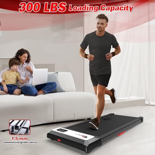 Walking Pad Treadmill 300 lb Capacity, 2 in 1 Under Desk Treadmill with Voice Control, 2.5HP Portable Treadmills for Home Small, Compact Walking Pad with APP & Remote Control, LED Display 6
