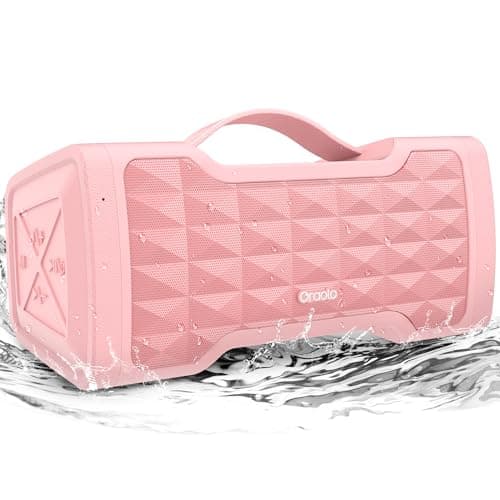 Oraolo Pink Speaker Bluetooth Louder 40W Portable Speaker Wireless Large Stereo Sound, IPX6 Waterproof, Support USB/AUX Input, Built-in Mic for Clear Call Home Party Outdoor