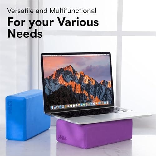 H&S Yoga Blocks Set of 2 - High Density EVA Foam Yoga Brick - Pilates Block Pillow - Yoga Block Set - Gym Accessories and Exercise Equipment - Meditation Cushions - Purple & Blue 6