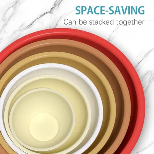 Drunkpine Mixing Bowls with Airtight Lids Set,Colorful Serving Bowl for Kitchen,Include 21 Piece Plastic Nesting Bowls Set,Great for Mixing,Serving,Baking 5