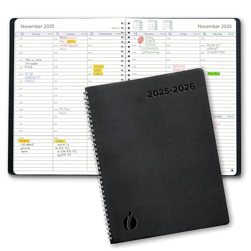 Academic Planner 2025-2026 - Hourly 2025-2026 Planner Weekly and Monthly - Appointment Book with Flexible Cover, Twin-Wire Binding - Simple Design for Productivity, June 2025 - July 2026. 8.5 x 11
