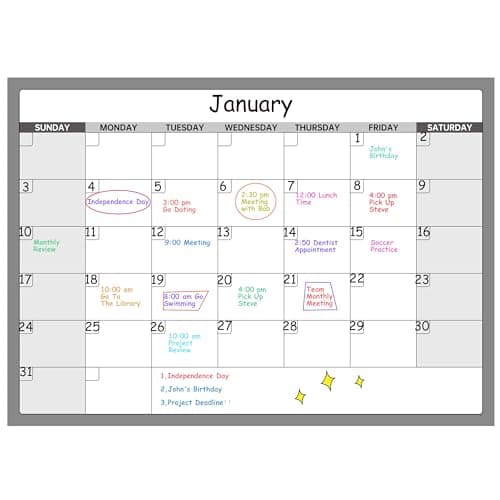 Large Dry Erase Calendar - Undated 1 Monthly Wall Calendar Laminated, 40" x 28", Blank Reusable Calendar Planner with Large Daily Boxes, Notes, Stickers, Great for Home, Office, Classroom, Grey