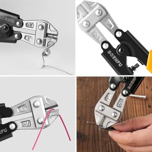 BOENFU 8-inch Portable Mini Bolt Cutter Wire Cutters, Spring Loaded, Anti-Slip Handle, NOT for Screws, Padlock, Wire Rope Cable, Light Duty 5