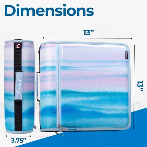 Case-it Mighty Zip Tab School Zipper Binder | 3-Inch O-Rings, 600-Sheet Capacity, 5-Subject Expanding File Folder, Multiple Pockets & Storage Organizer, Shoulder Strap | D-146 Watercolor Sky 5