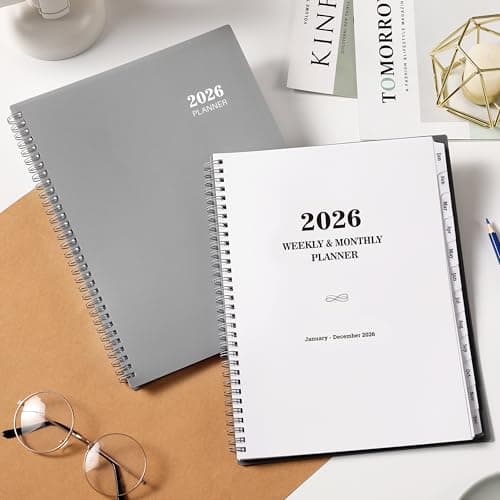 2026 Planner - 2026 Weekly and Monthly Planner, 9” × 11”, from JAN. 2026 to DEC. 2026, Inner Pocket, Premium Paper, Twin-wire Binding, Make Life Productive - Gray 8